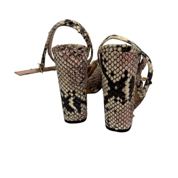 Kate Spade Rhinestone Sandal Heels 9.5 Snakeskin Leather Ankle Strap Statement - Picture 7 of 12